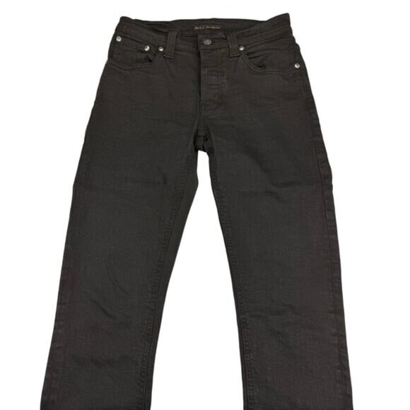 NUDIE JEANS Grim Tim Black Ring Women's Slim Straight Jeans 31 Stretch Denim - Picture 3 of 10